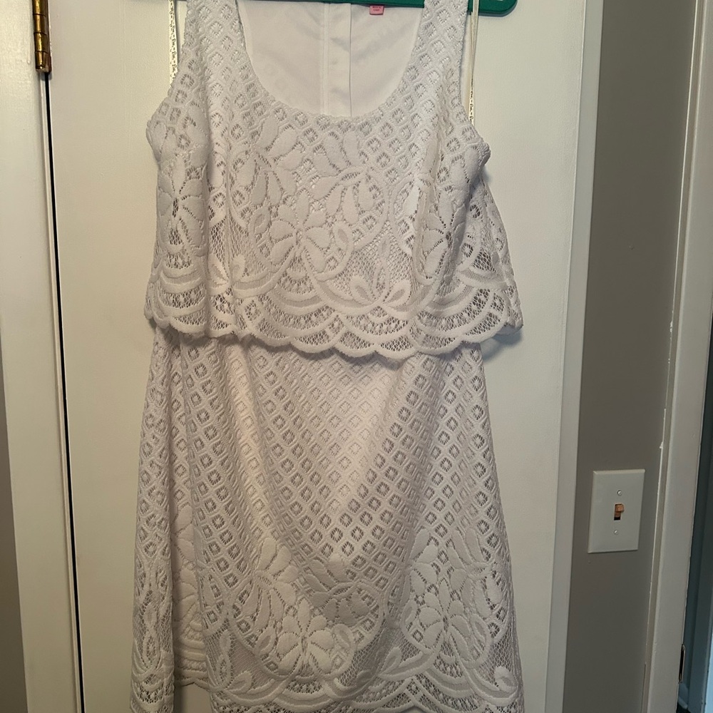Lilly Pulitzer Cream Tiered Ruffled Mini Dress